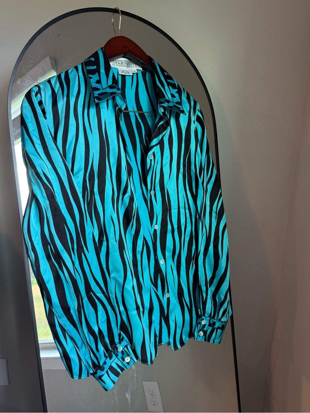 Vintage Starington Silk Satin Button Front Long Sleeve Blouse Size 8